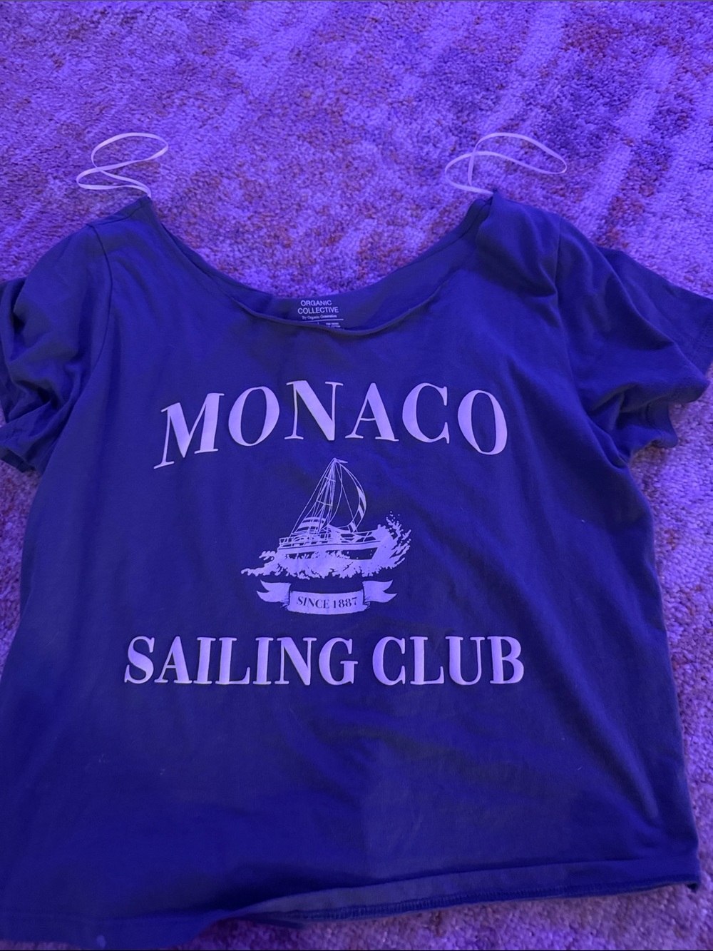 T.J.Maxx Navy Blue "Monaco Sailing Club" Crop Top